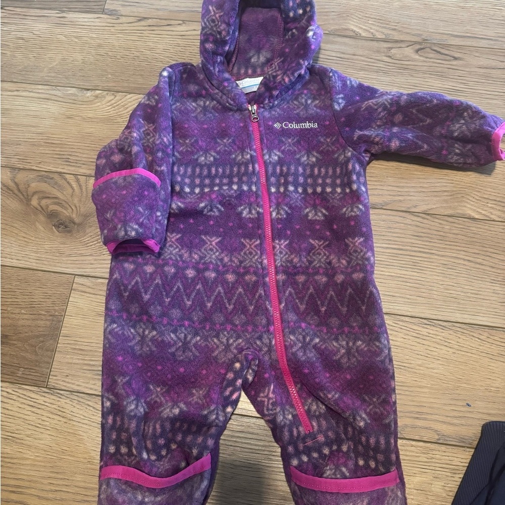 Columbia Purple Patterned Baby Snowsuit